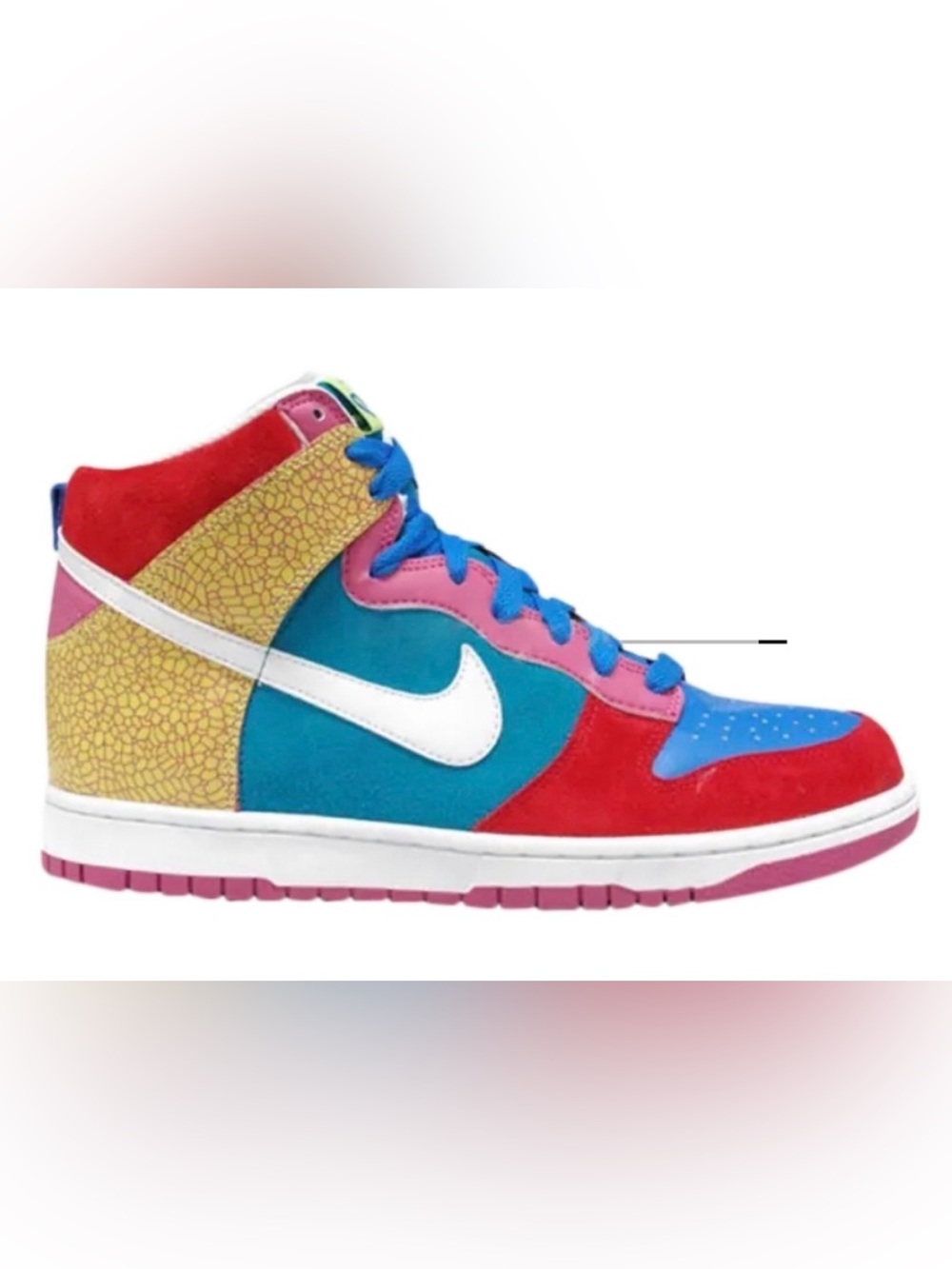 Rare Nike 2009 Dunk Hi rainbow multi color women’s sneaker size 8 EUC